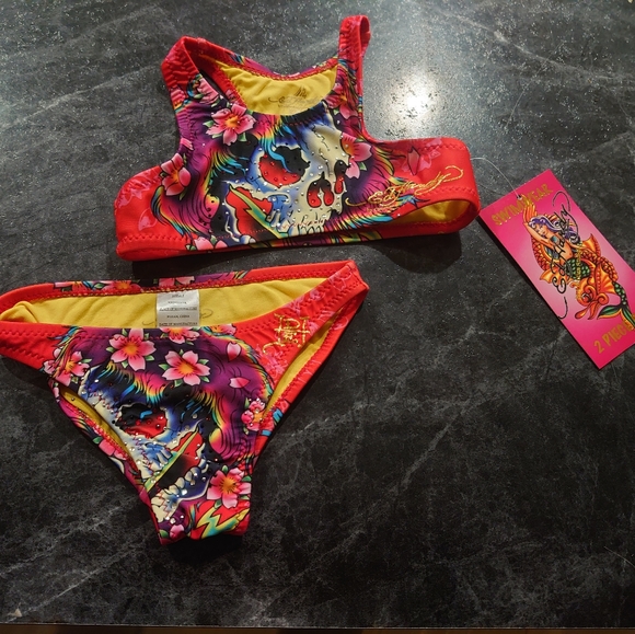 Ed Hardy Baby girl 2 piece bikini, size 2-3 - Picture 3 of 10